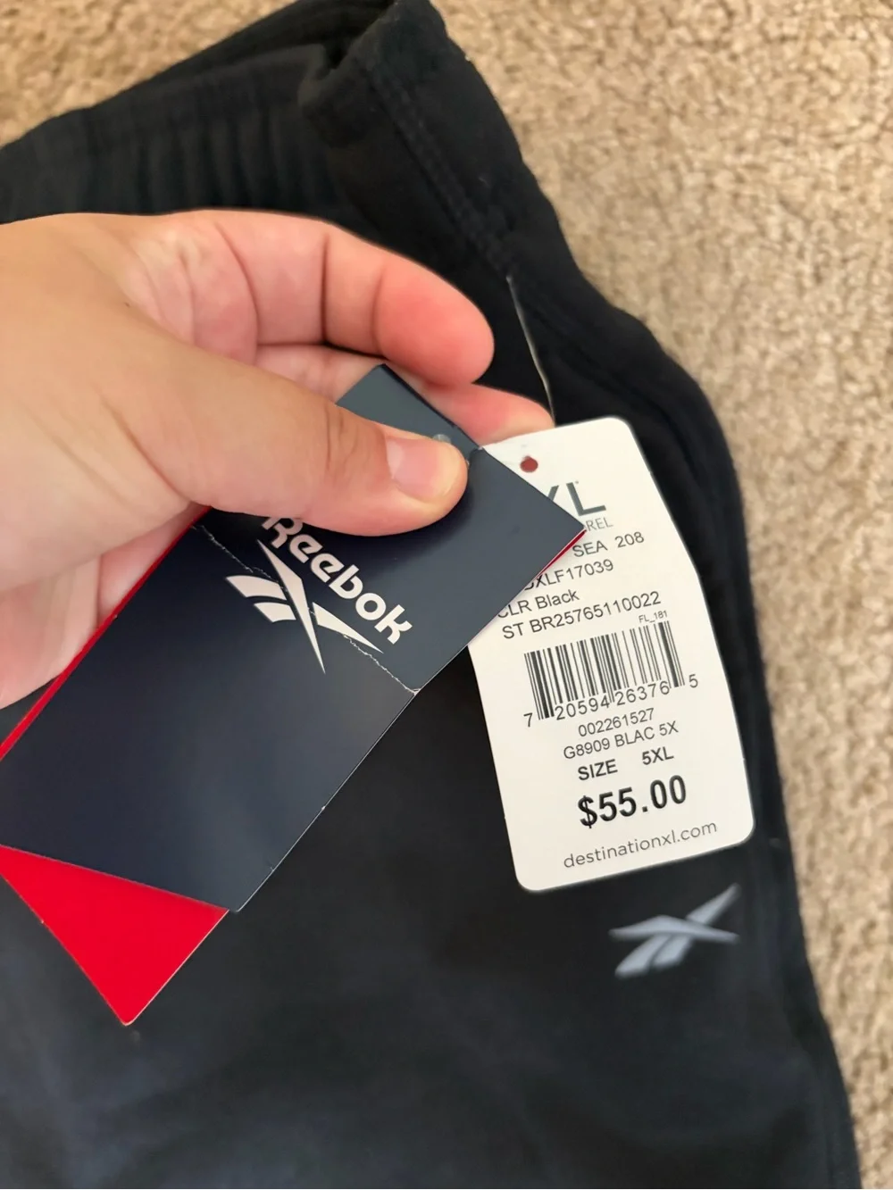 Reebok Black Athletic Sweatpants 5xl